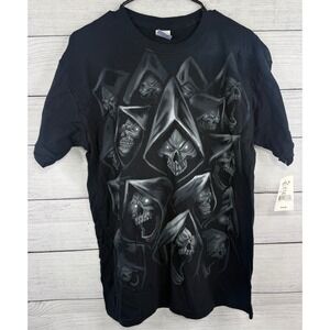 VTG 2000s GRIM REAPER SKULLS BLACK T SHIRT SIZE M